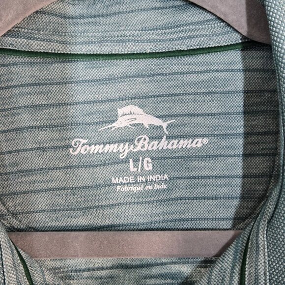 TOMMY BAHAMA MEN'S  gulf coast striped polo shirt  green Size Large - Picture 5 of 6